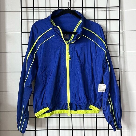 FP Movement Varsity Blues Jacket Womens S Sapphire Neon Green NWT Sporty‎ - Picture 2 of 12